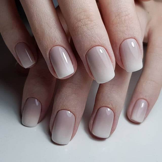 Neutral Taupe to Milky White Short Square Ombre — Simple Ombre Nails