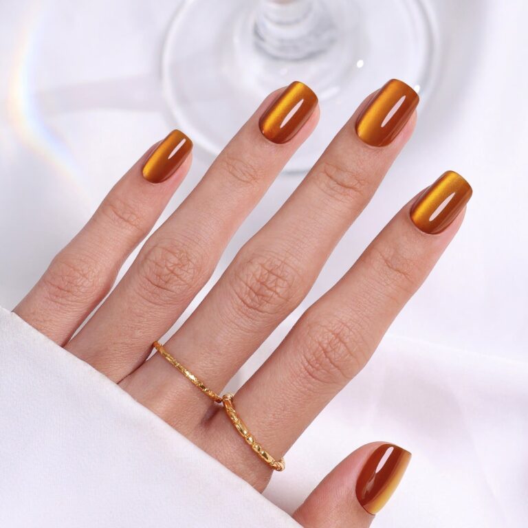 18 Simple Orange Cat Eye Nails 2027 for a Warm Glow