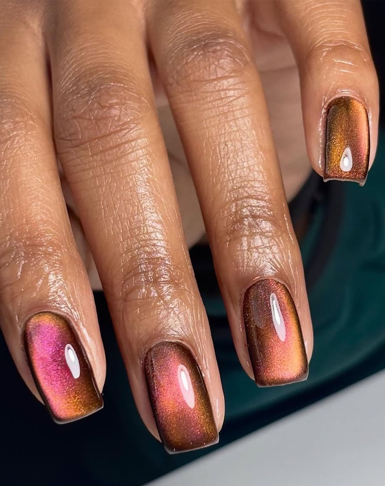 Orange Pink Orange Shift Cat Eye Square Medium Orange Pink Orange Shift Cat Eye Square Medium — Simple Orange Cat Eye Nails
