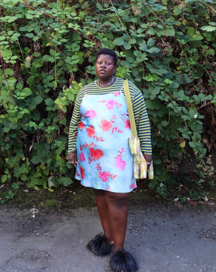 Floral Slip Dress Over Striped Long-Sleeve Top Floral Slip Dress Over Striped Long-Sleeve Top — Simple Outfits for Curvy
