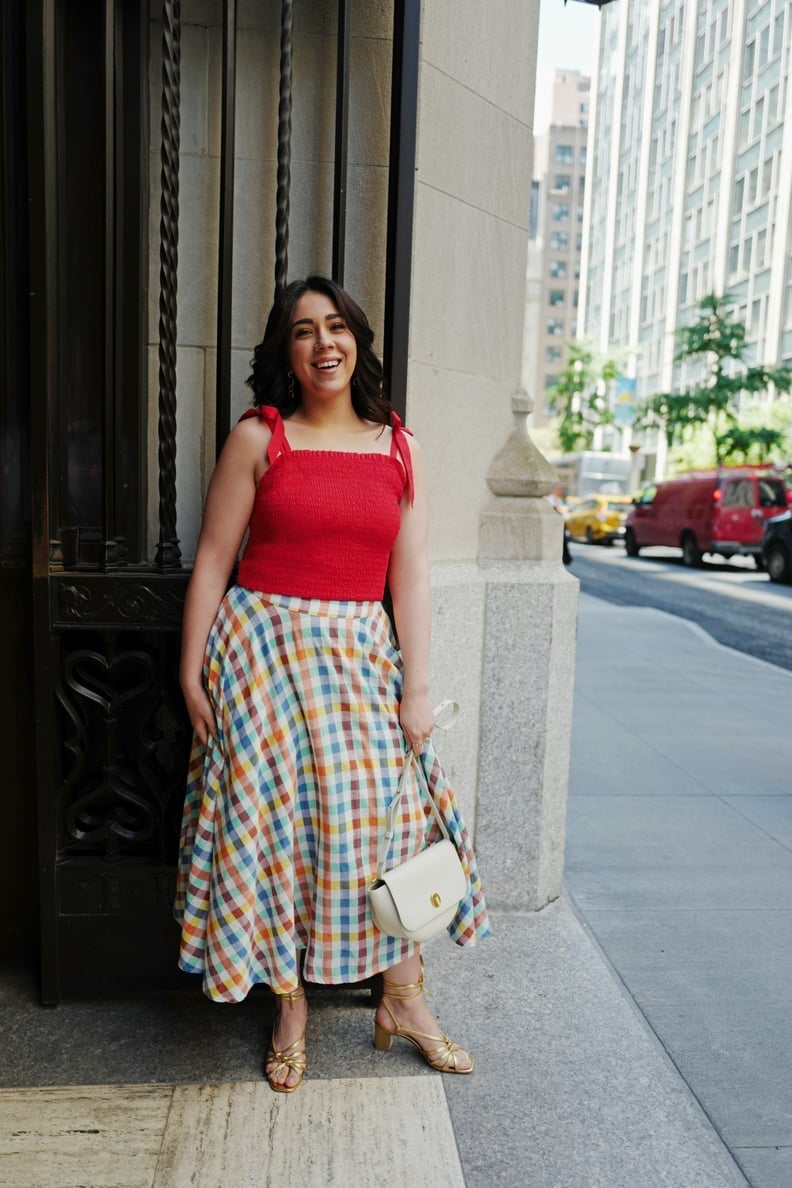 Smocked Crop Top With Gingham Midi Skirt Smocked Crop Top With Gingham Midi Skirt — Simple Outfits for Curvy