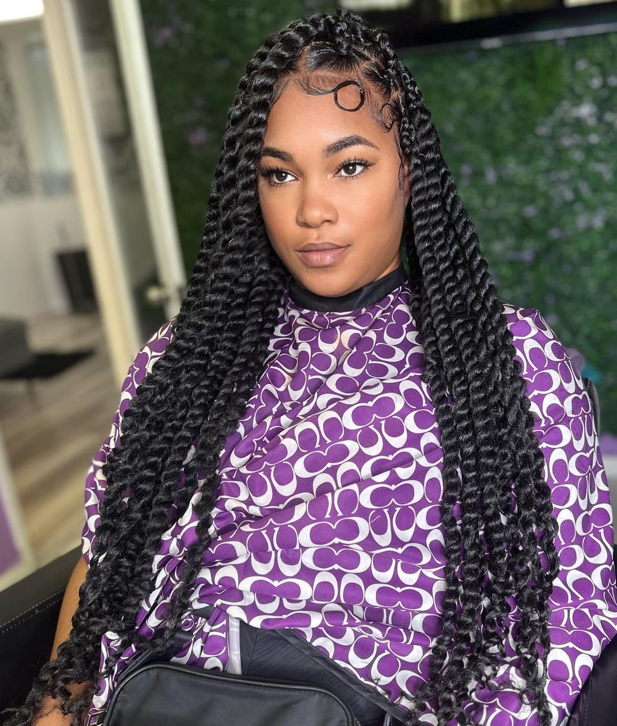 Mid-Back Flowing Black Passion Twists With Baby Hairs — Simple Passion Twists Hairstyles