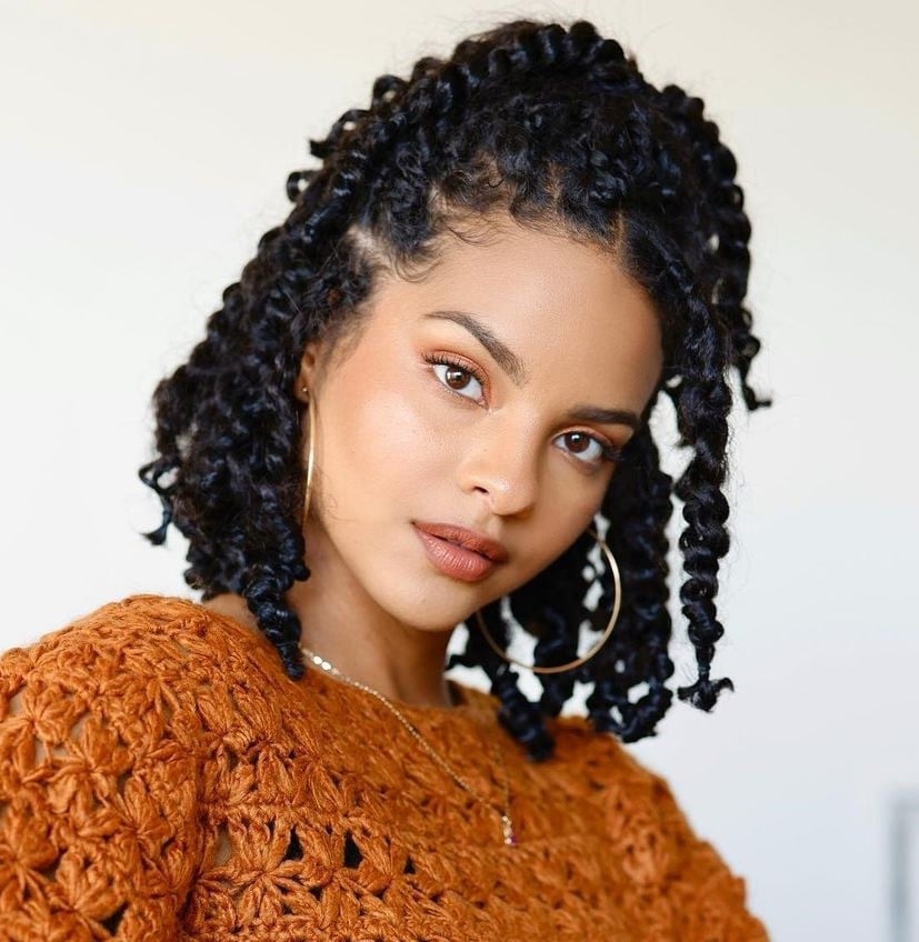 Collarbone Black Passion Twists Half Up Half Down — Simple Passion Twists Hairstyles