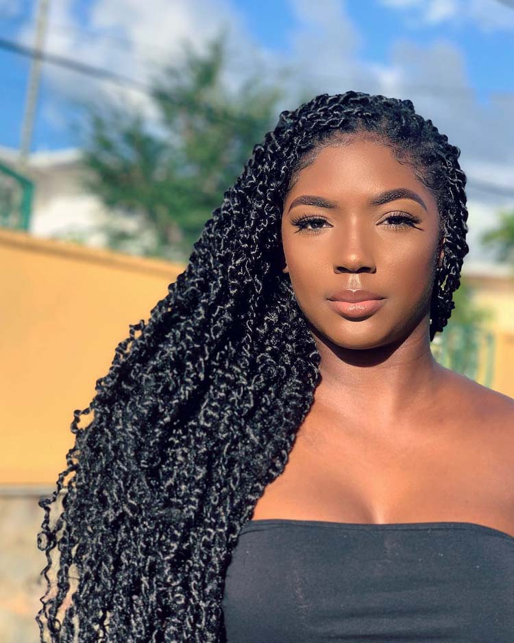 Voluminous Mid-Back Black Passion Twists — Simple Passion Twists Hairstyles