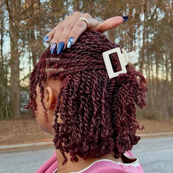 Collarbone Dark Red Passion Twists — Simple Passion Twists Hairstyles