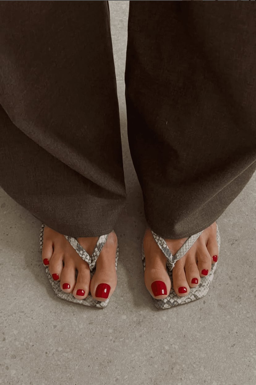 Classic Glossy Red Pedicure Classic Glossy Red Pedicure — Simple Pedicure Nails