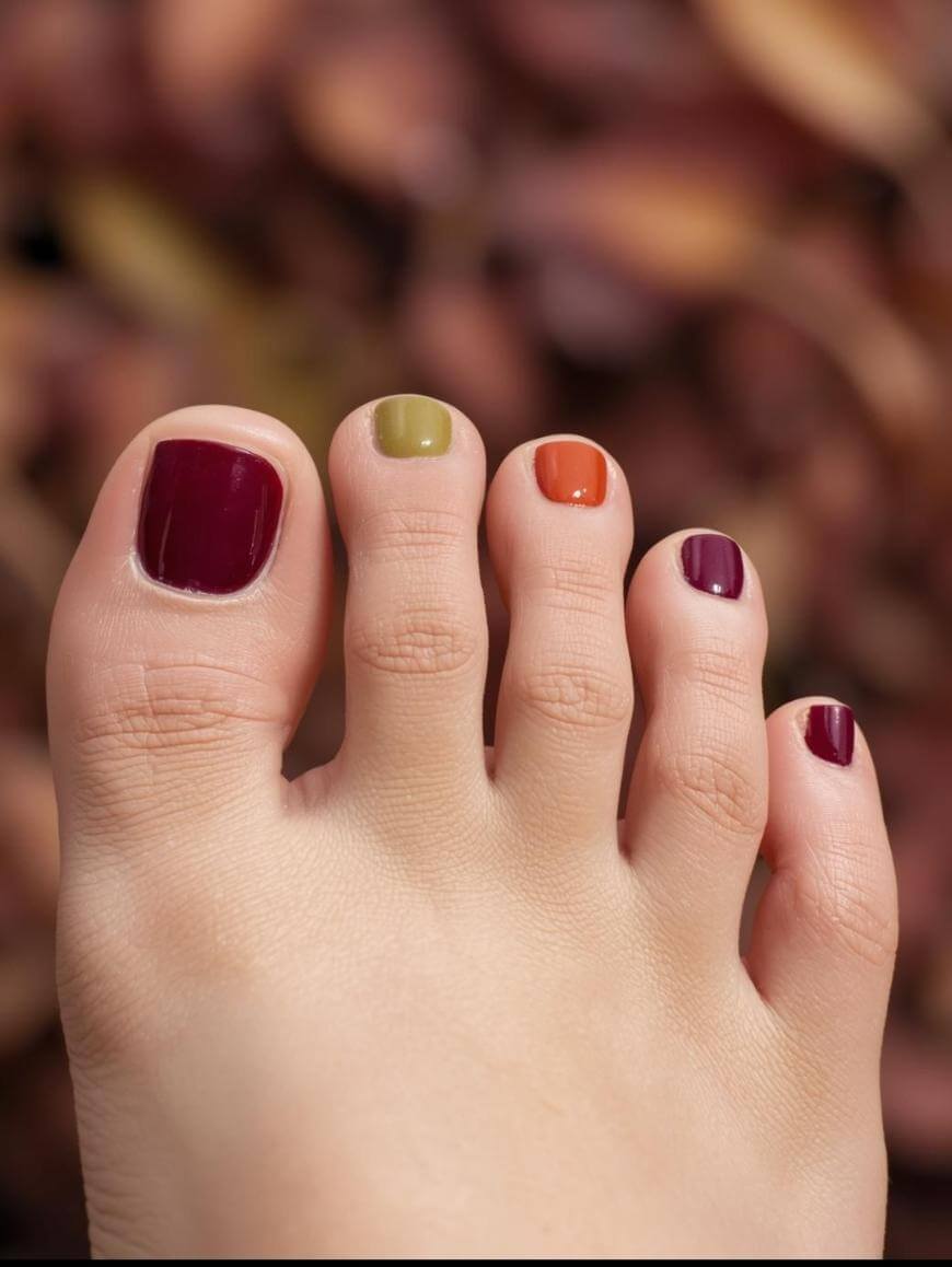 Autumnal Color Palette Pedicure Autumnal Color Palette Pedicure — Simple Pedicure Nails