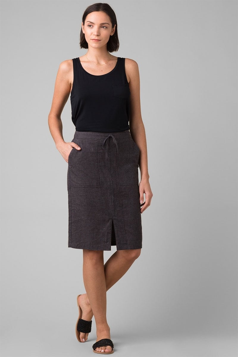 Dark Grey Pencil Skirt With Drawstring Waist — Simple Pencil Skirt Outfits