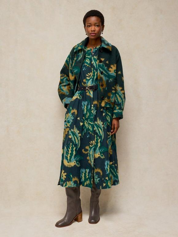 Printed Jacket and Dress with Knee-High Boots Printed Jacket and Dress with Knee-High Boots — Simple Petite Outfits