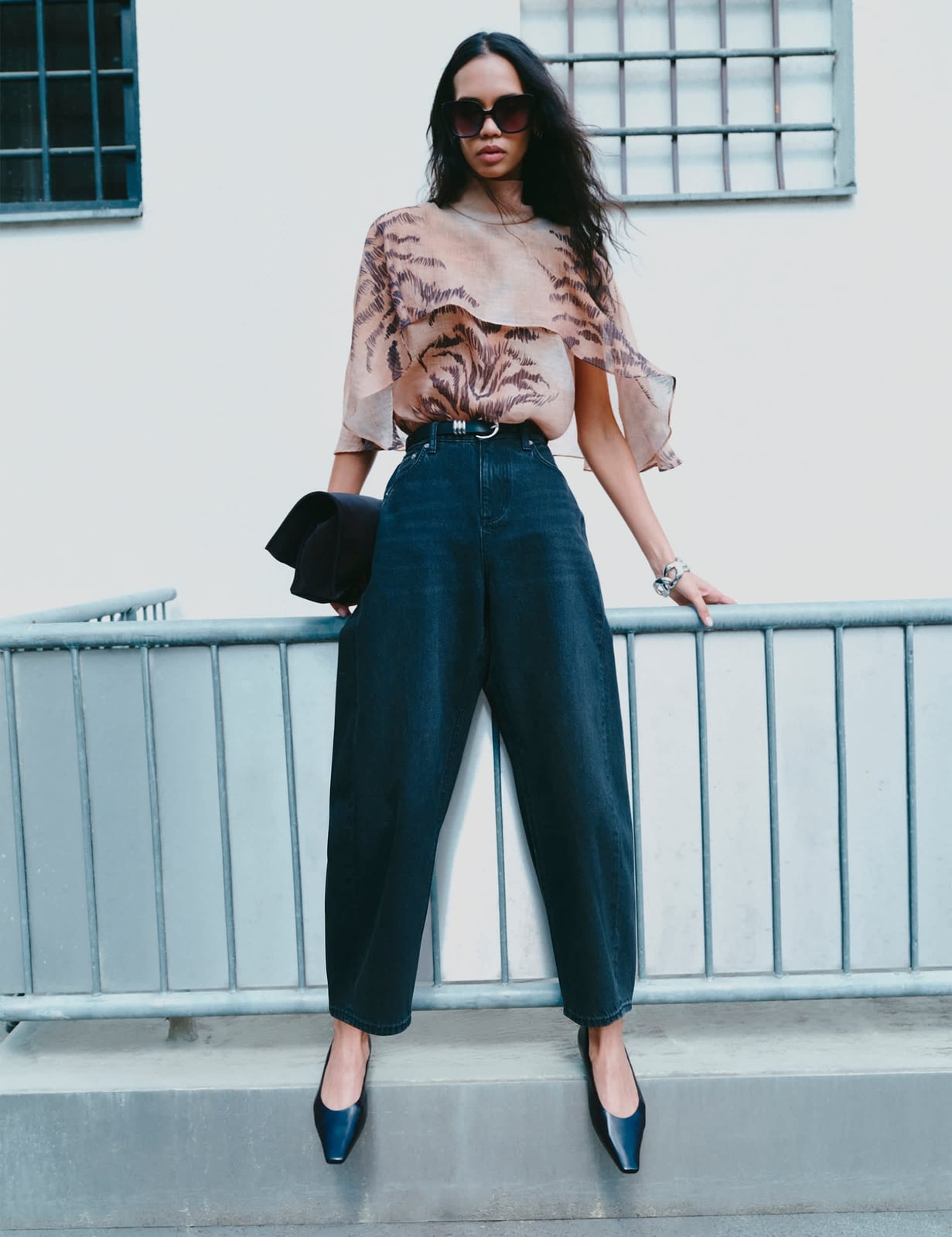 Wide Leg Jeans with Sheer Cape Top Wide Leg Jeans with Sheer Cape Top — Simple Petite Outfits