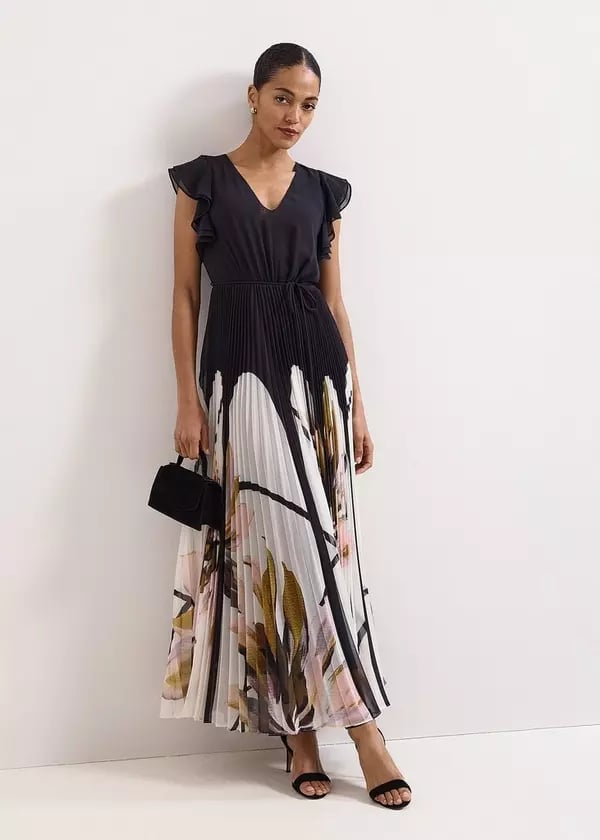 Fit and Flare Midi Dress with Pleated Skirt Fit and Flare Midi Dress with Pleated Skirt — Simple Petite Outfits