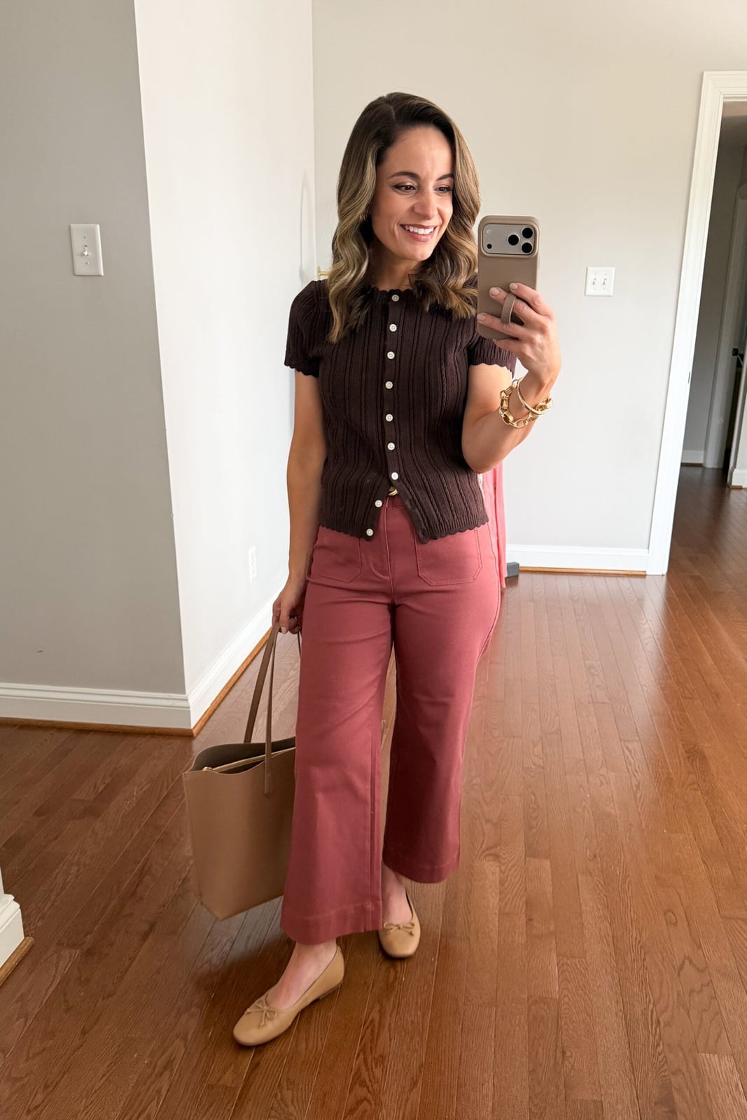 Ribbed Knit Top with Cropped Wide Leg Trousers Ribbed Knit Top with Cropped Wide Leg Trousers — Simple Petite Outfits