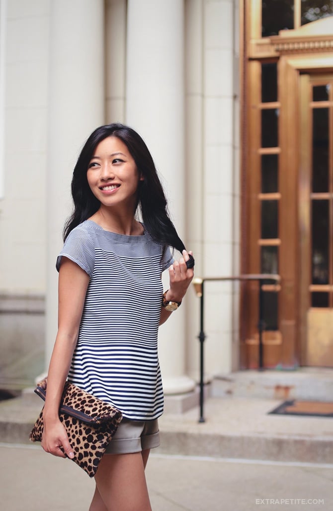 Striped Top with Tailored Shorts Striped Top with Tailored Shorts — Simple Petite Outfits