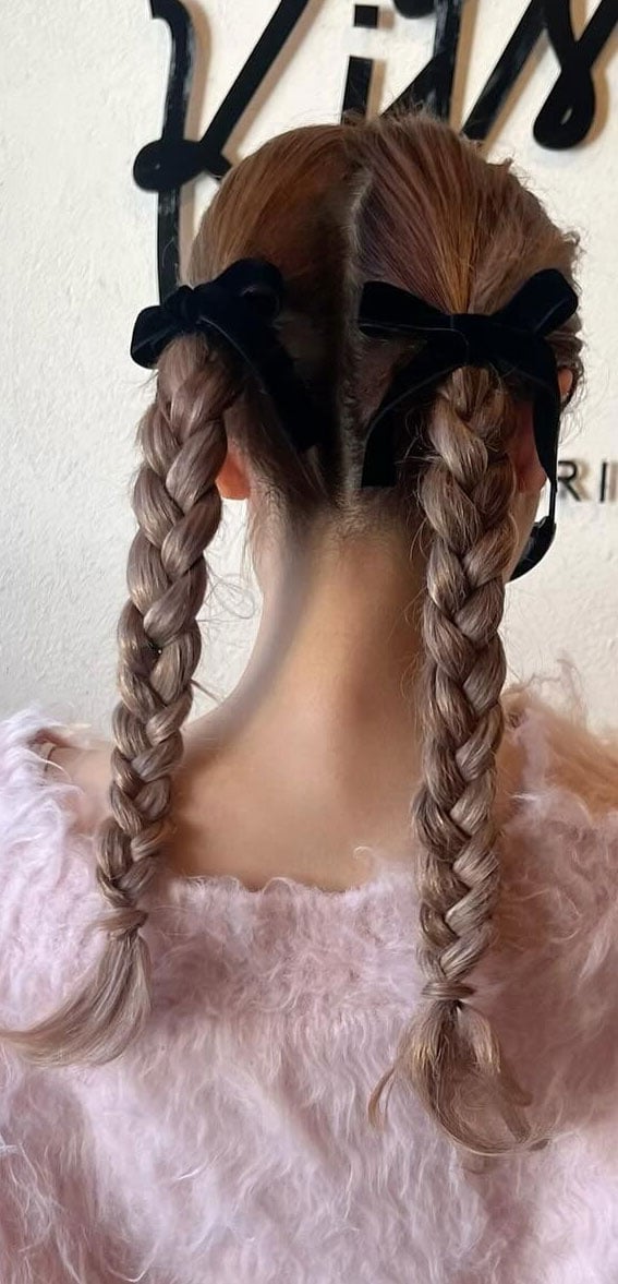 Ash Blonde Braids With Root Shadow Ash Blonde Braids With Root Shadow — Simple Pigtails Braids
