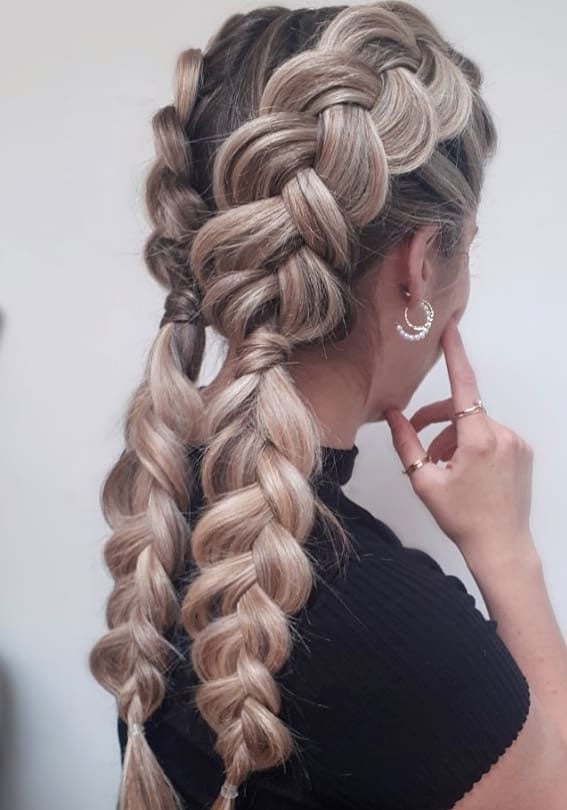 Chunky Blonde Balayage Dutch Braids Chunky Blonde Balayage Dutch Braids — Simple Pigtails Braids