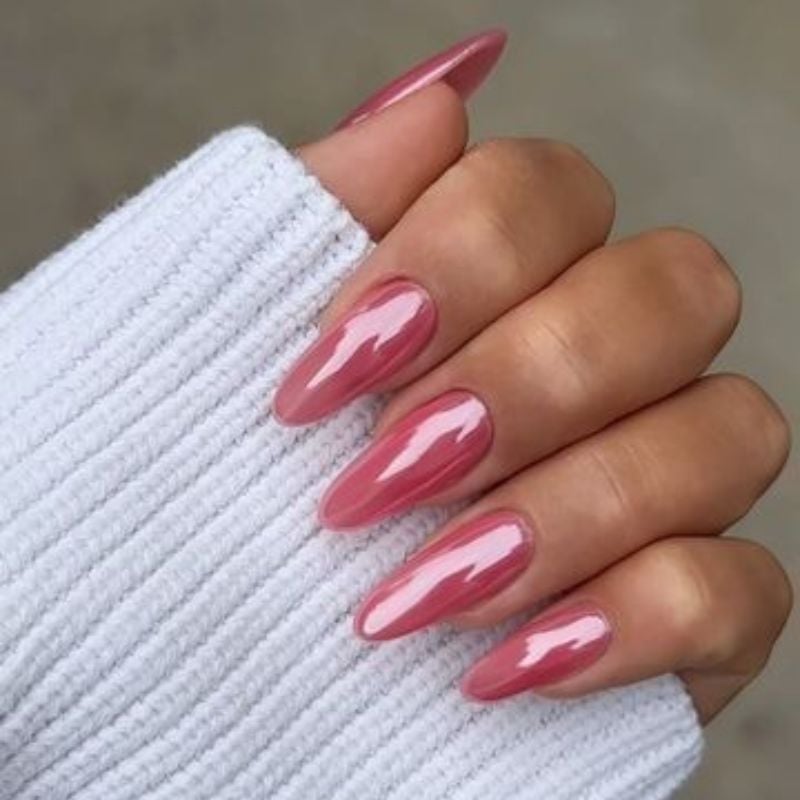 Medium Stiletto Dusty Rose Pink Chrome Medium Stiletto Dusty Rose Pink Chrome — Simple Pink Chrome Nails