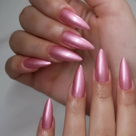 Short Almond Uniform Pink Chrome Short Almond Uniform Pink Chrome — Simple Pink Chrome Nails