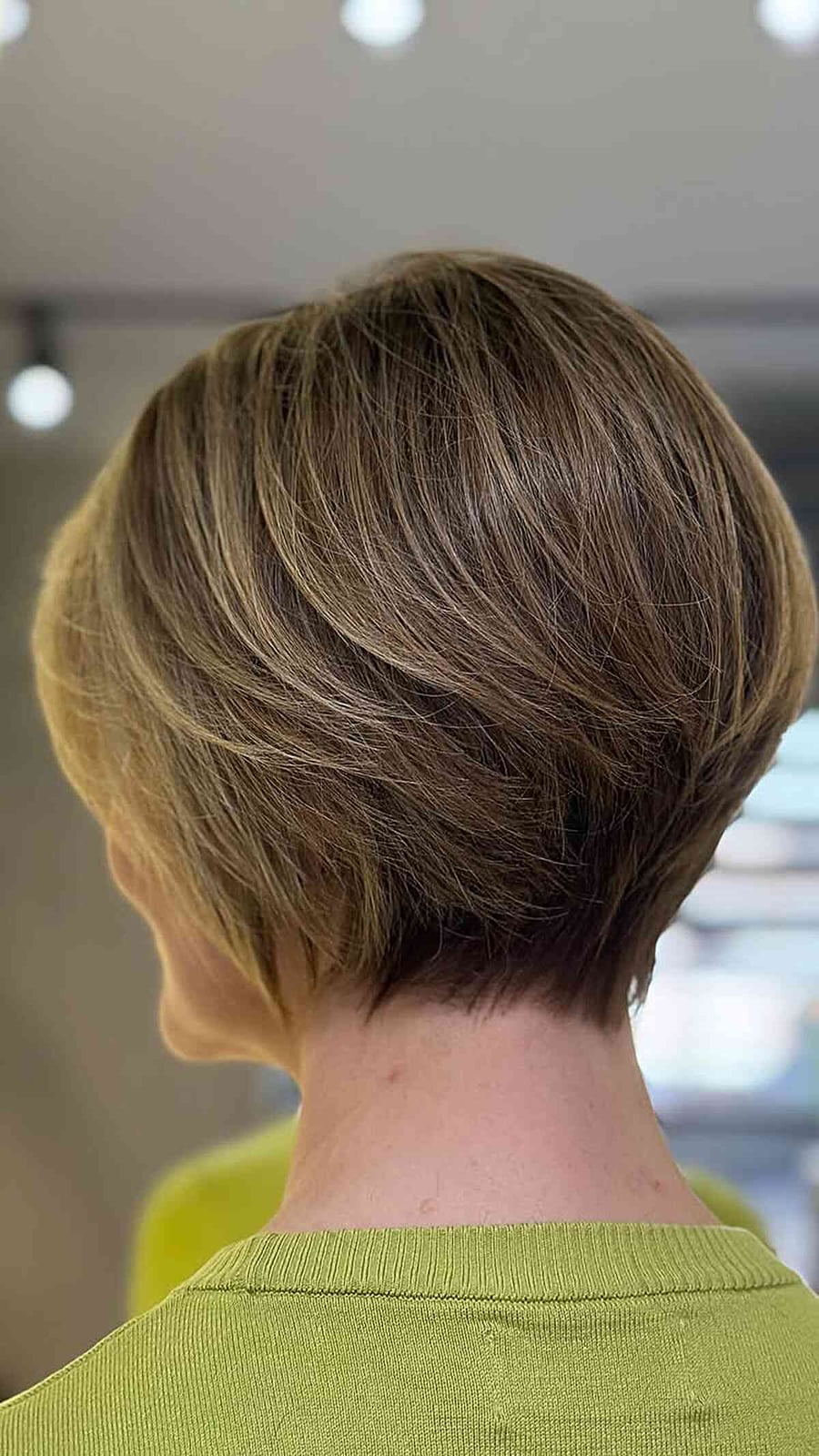 Thick Brown Bob With Stacked Layers — Simple Pixie Bob Haircut