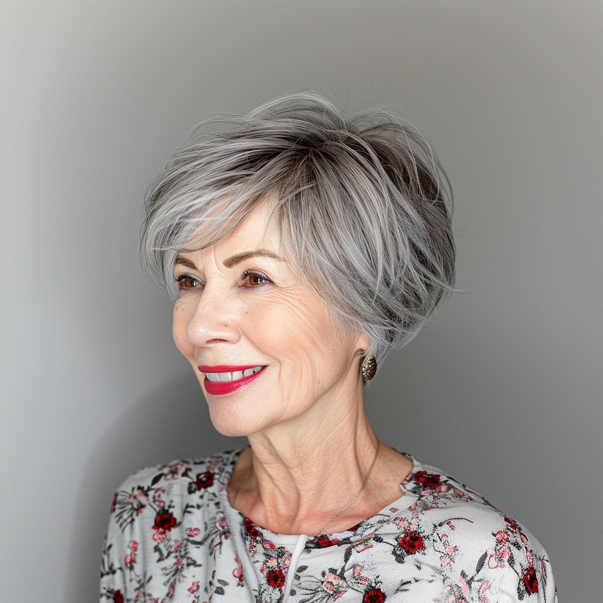 Layered Brown Pixie Bob With Side-Swept Bangs — Simple Pixie Bob Haircut