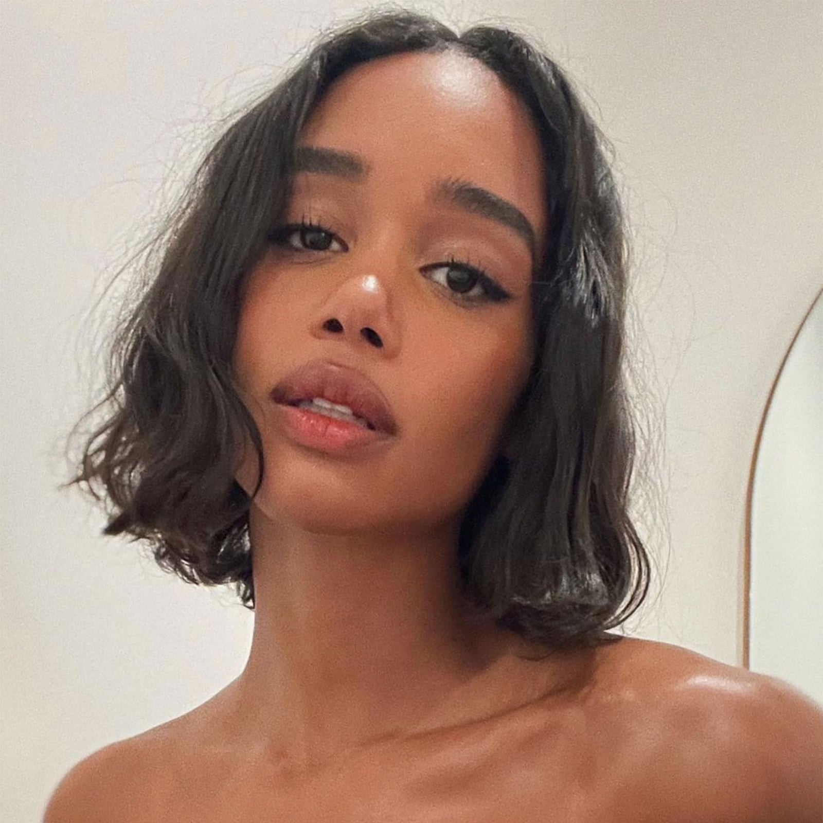 Dark Brown Bob With Loose Waves, подбородок — Simple Pixie Bob Haircut