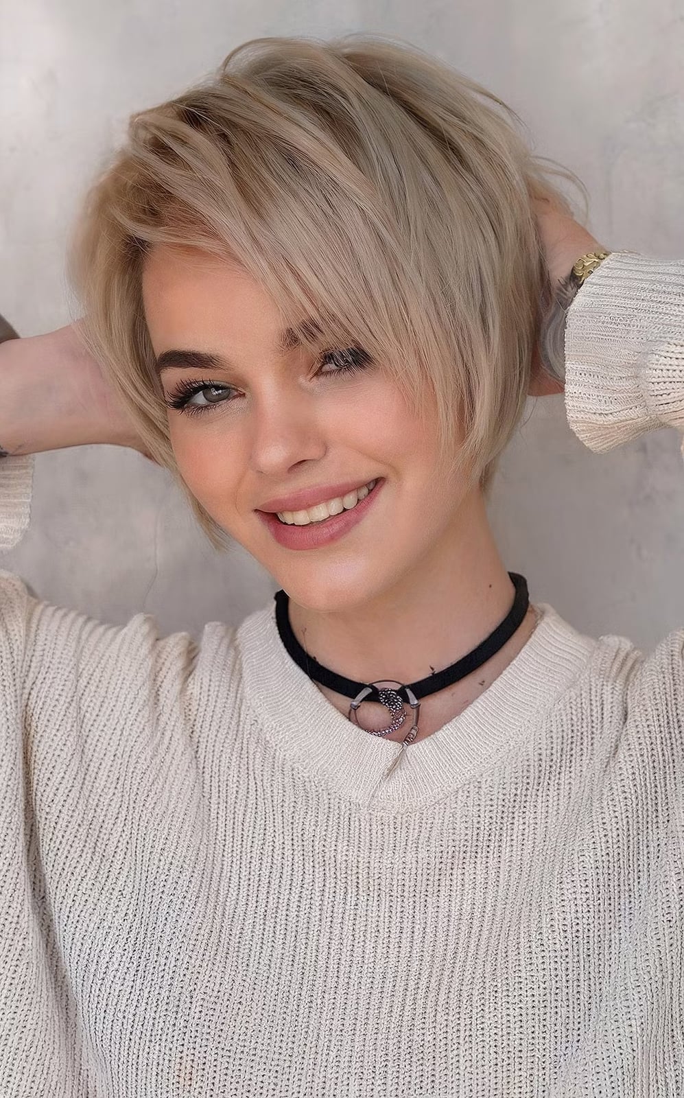 Asymmetrical Light Blonde Pixie Bob — Simple Pixie Bob Haircut