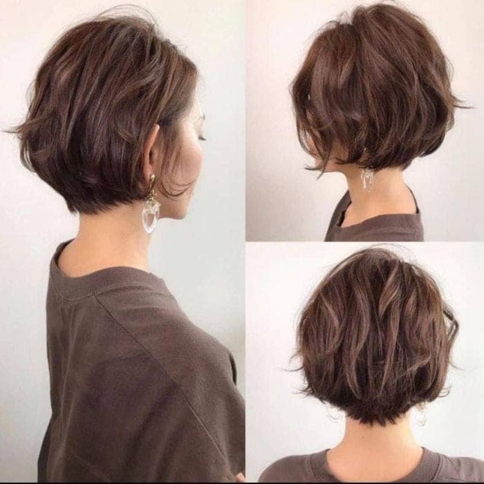 Textured Dark Brown Stacked Bob — Simple Pixie Bob Haircut