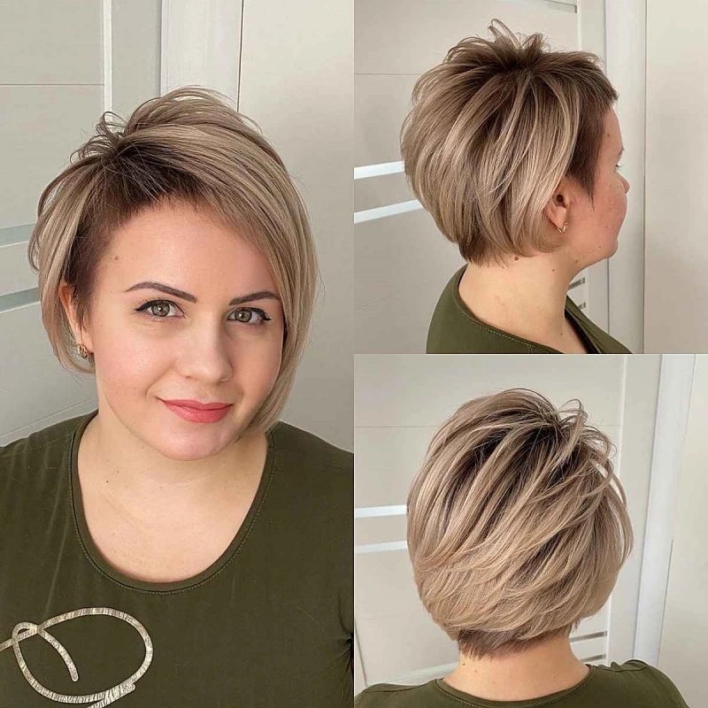 Layered Light Brown Bob With Balayage — Simple Pixie Bob Haircut