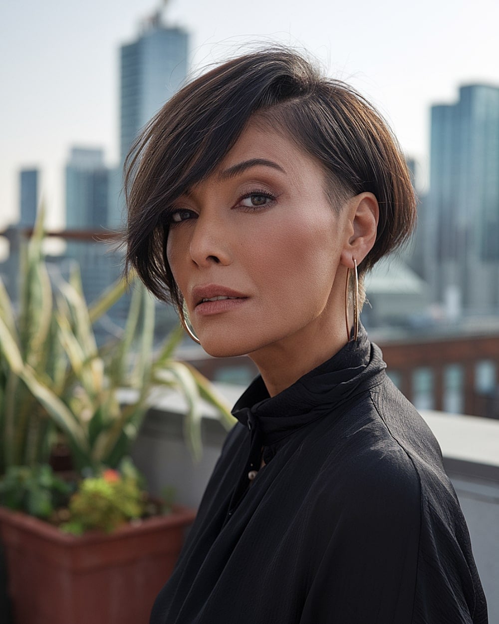 Asymmetrical Dark Brown Pixie Bob — Simple Pixie Bob Haircut