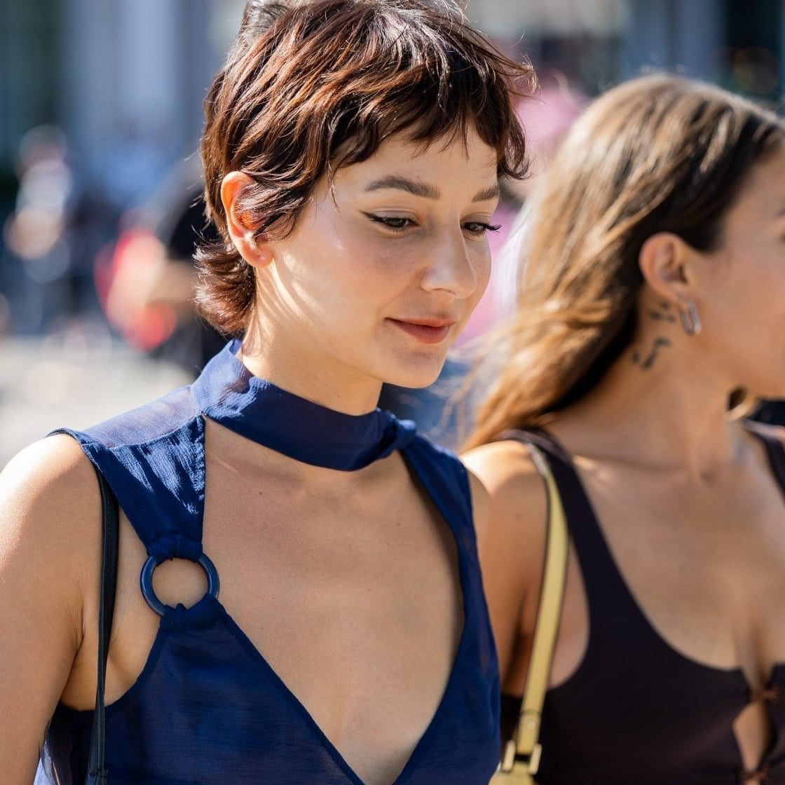 Textured Dark Brown Pixie With Straight Bangs — Simple Pixie Bob Haircut