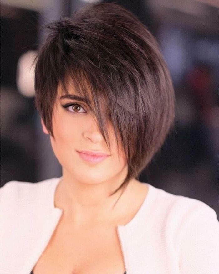Sleek Dark Brown Angled Pixie Bob — Simple Pixie Bob Haircut