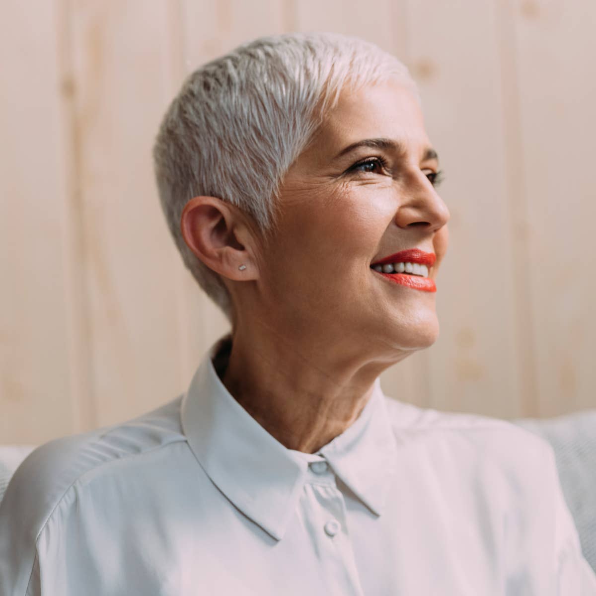 Classic Grey Pixie With Side Sweep — Simple Pixie Hairstyles