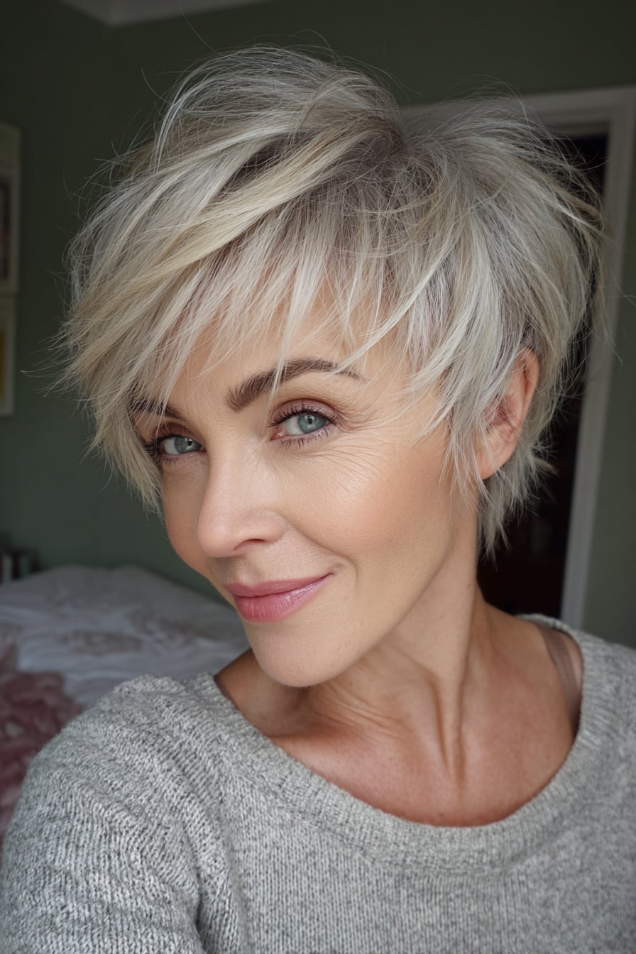 Ash Blonde Pixie With Textured Layers — Simple Pixie Hairstyles