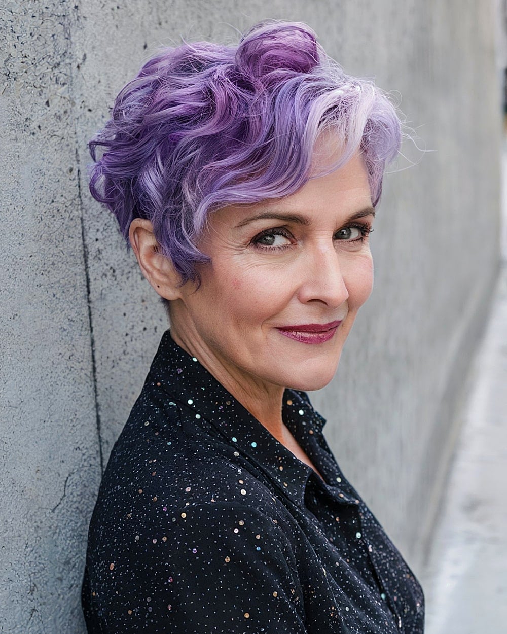 Vibrant Purple Pixie With Textured Waves — Simple Pixie Hairstyles