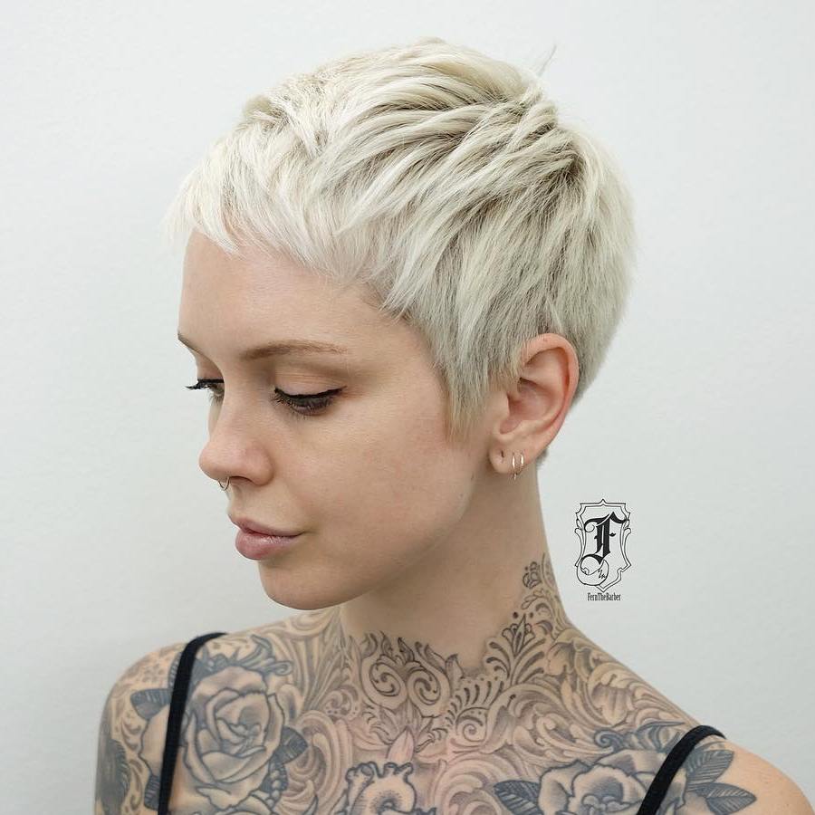 Edgy Platinum Blonde Pixie With Spiky Finish — Simple Pixie Hairstyles
