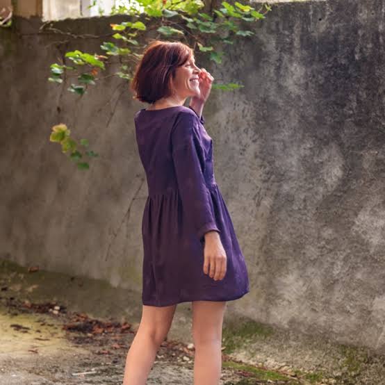 Deep Purple Mini Dress With Gathered Waist Deep Purple Mini Dress With Gathered Waist — Simple Plum Dress