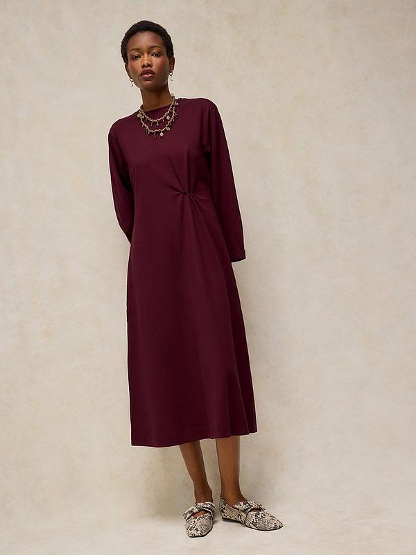 Fitted Waist Jersey Dress With Twisted Detail Fitted Waist Jersey Dress With Twisted Detail — Simple Plum Dress