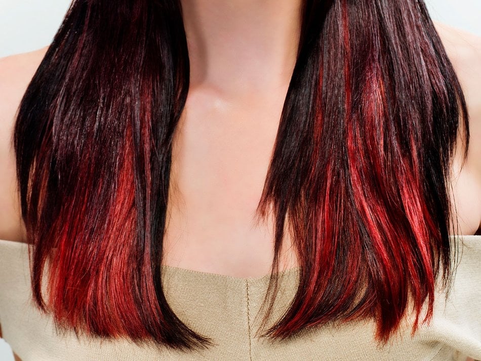 Dark Base With Vibrant Red Highlights Straight — Simple Red Highlights
