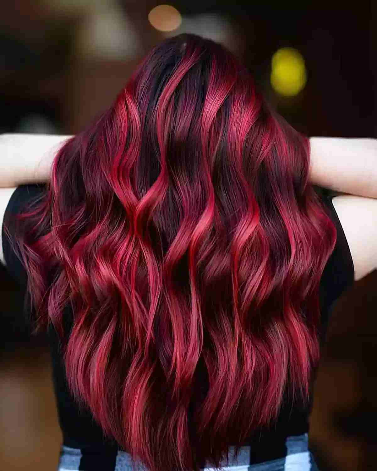 Collarbone Layers With Red Base And Lighter Highlights — Simple Red Highlights