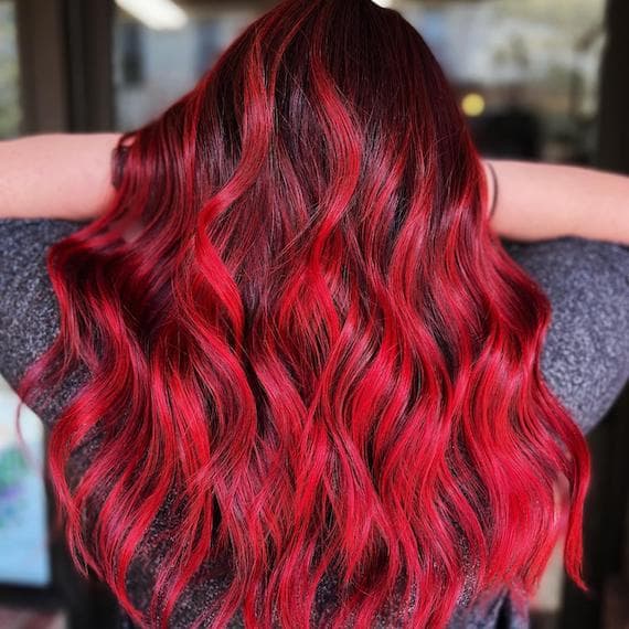Dark Base With Vibrant Red Highlights Mid-Back — Simple Red Highlights