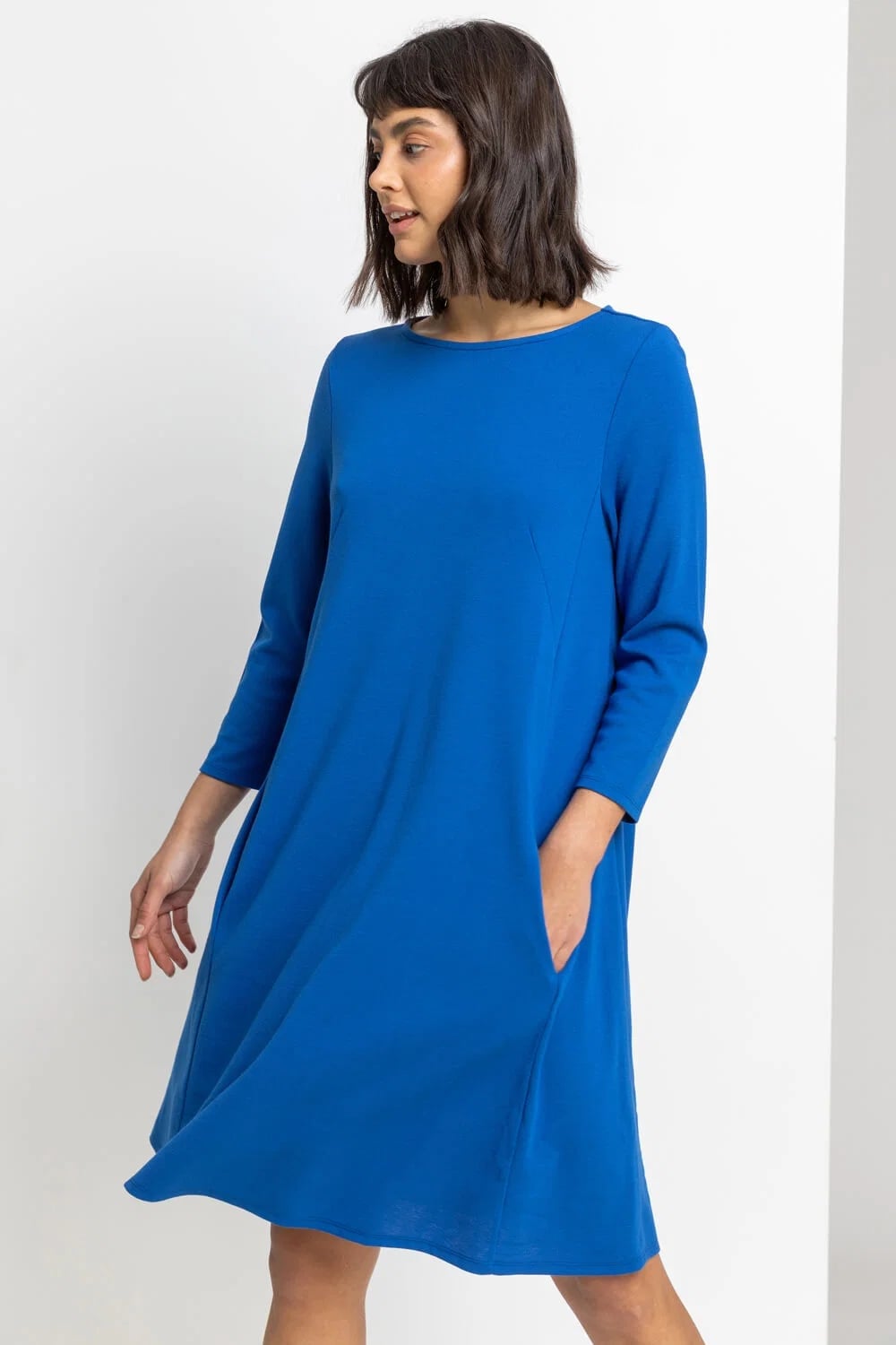 Casual Royal Blue Jersey Swing Dress — Simple Royal Blue Outfits