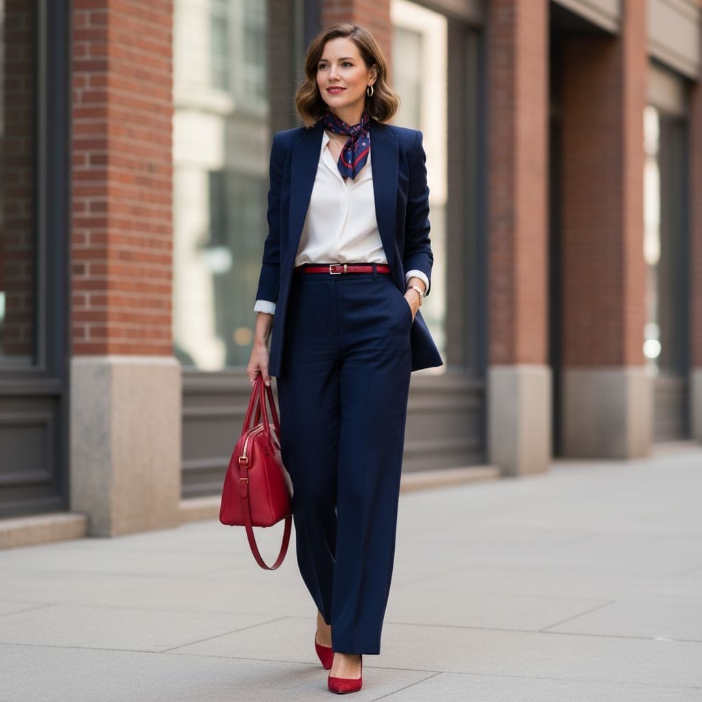 Professional Royal Blue Suit with Red Accents — Simple Royal Blue Outfits