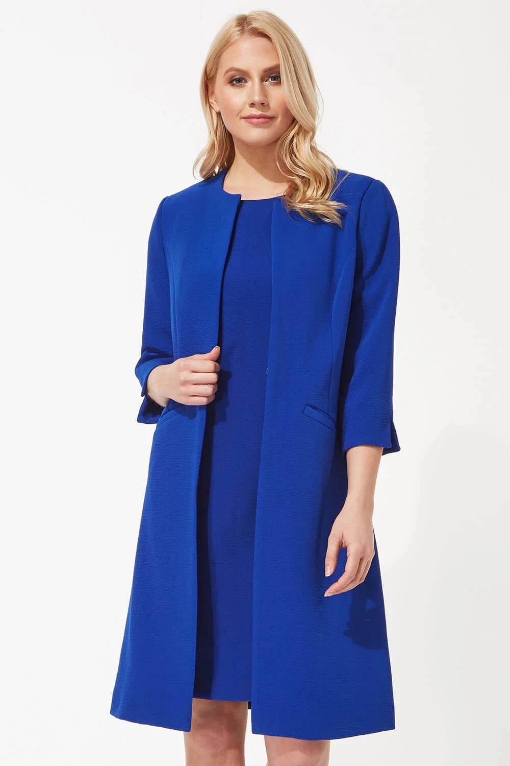 Textured Royal Blue Dress Coat for Smart Casual — Simple Royal Blue Outfits
