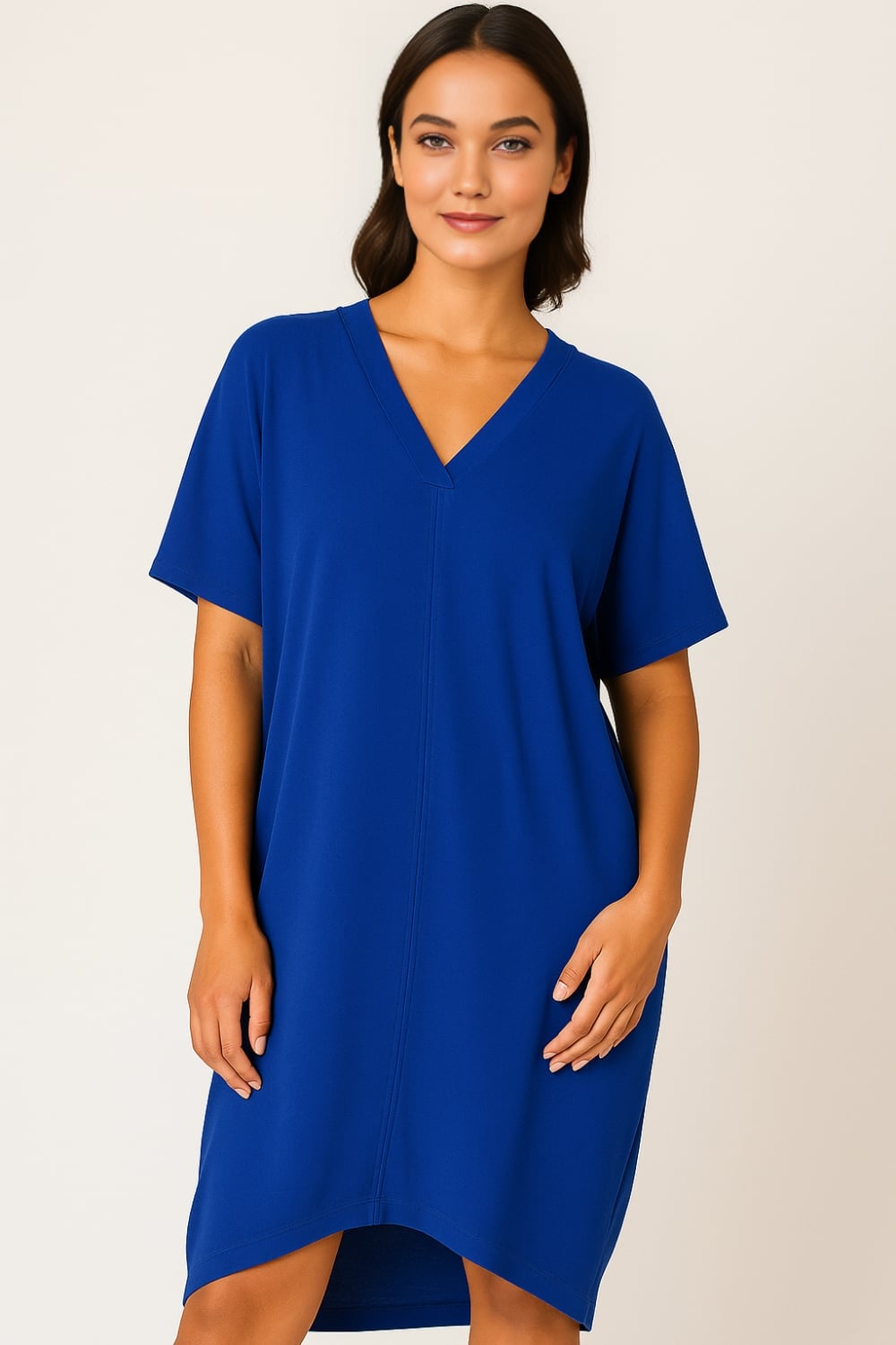 Relaxed Fit Royal Blue Midi Dress — Simple Royal Blue Outfits