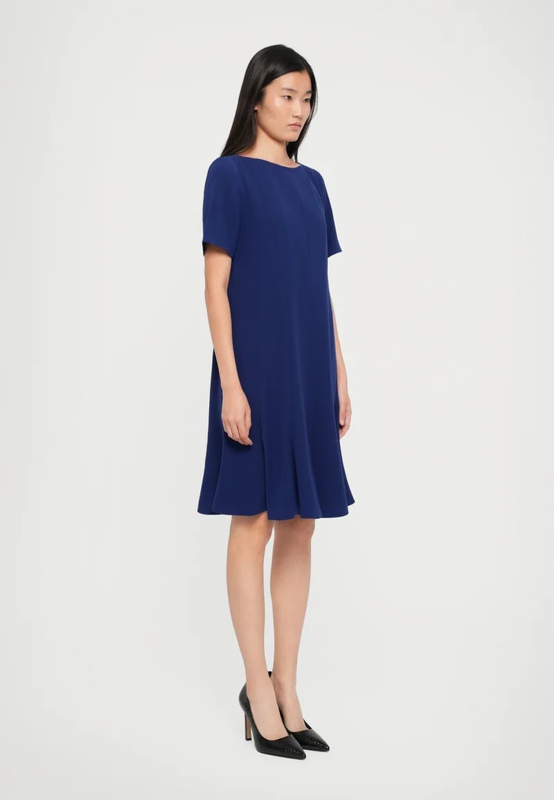 Royal Blue Short-Sleeve Dress with Flared Hem — Simple Royal Blue Outfits