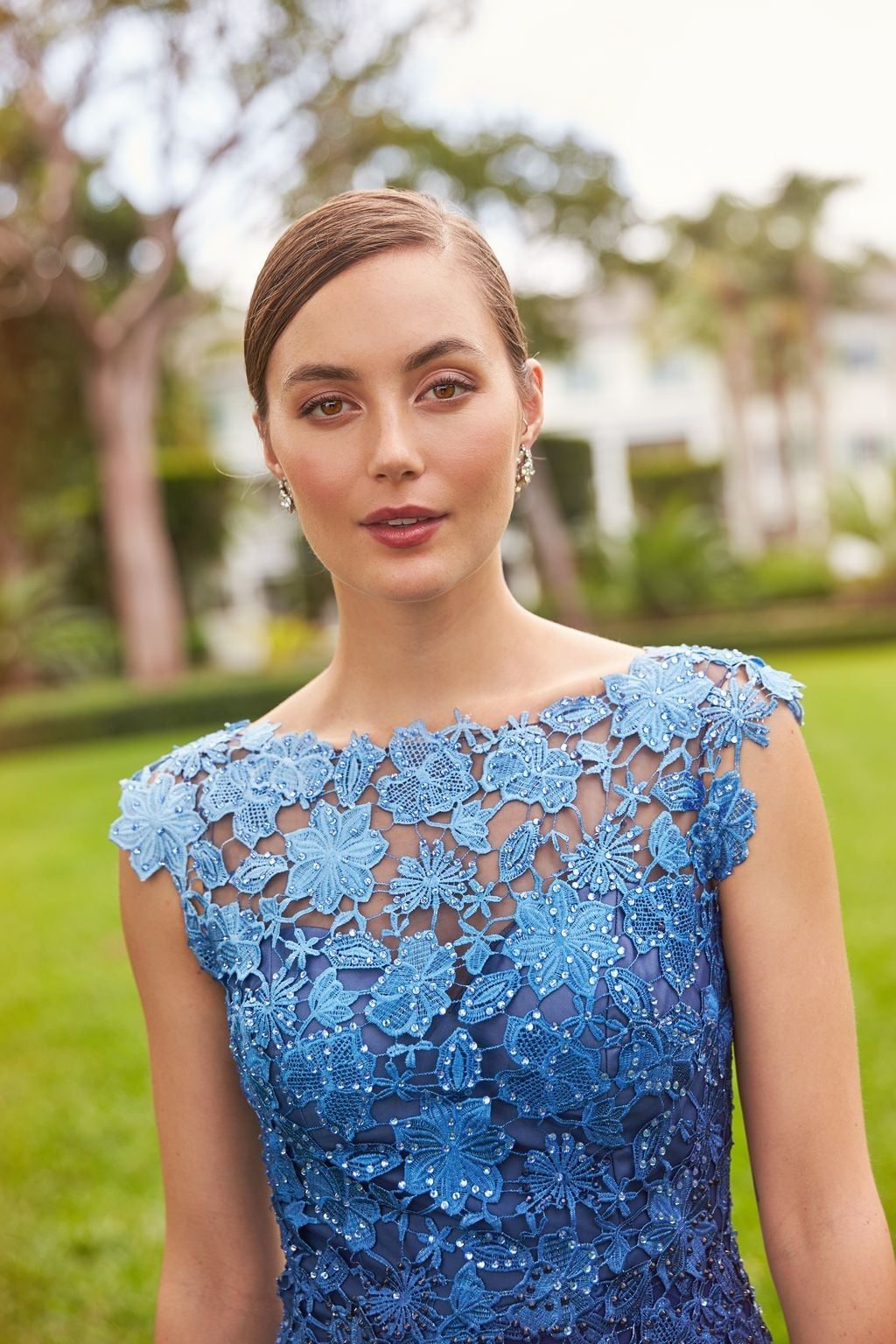 Blue Lace Dress with Boat Neckline Blue Lace Dress with Boat Neckline — Simple Semi Formal Outfits