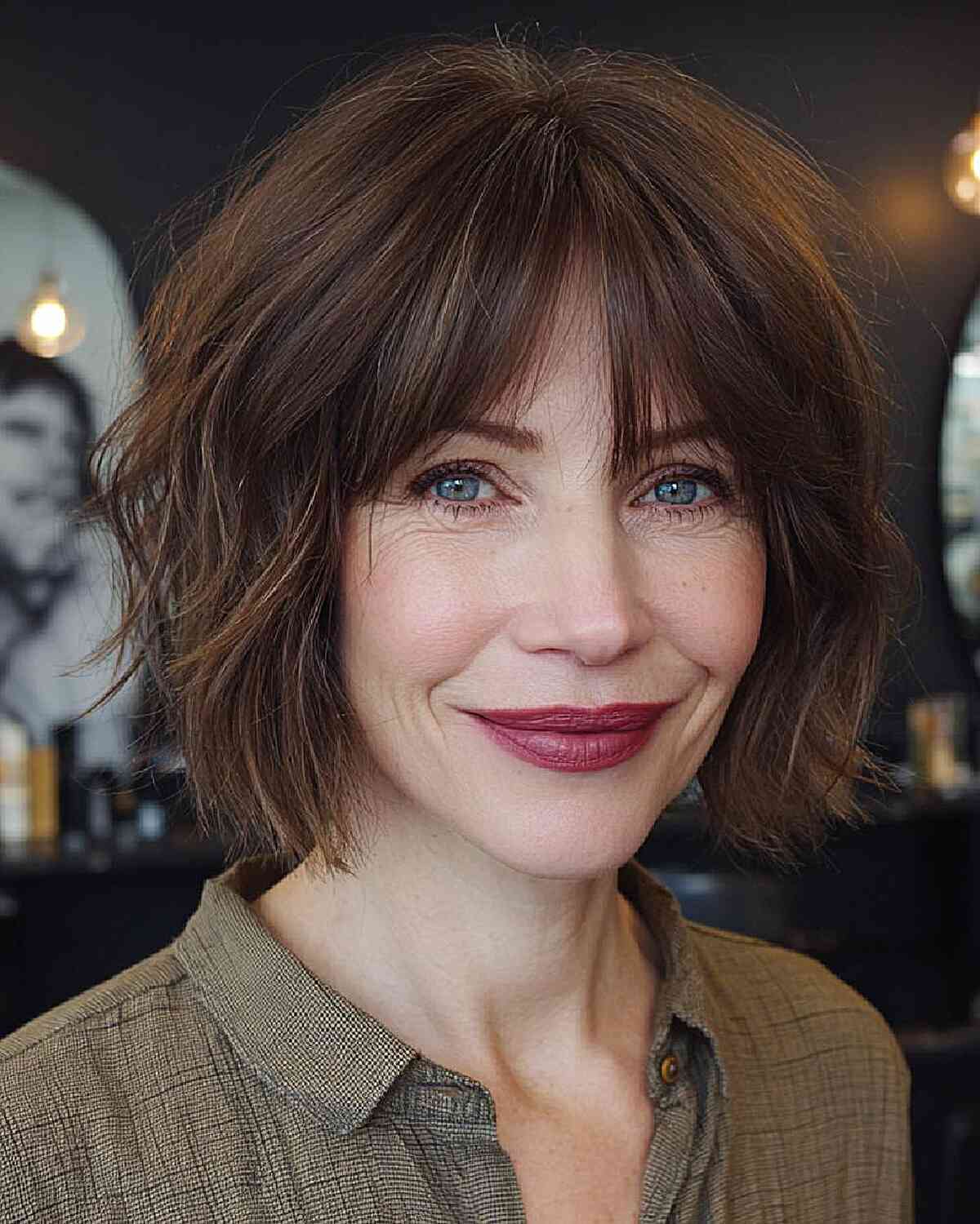 Collarbone Dark Brown Shag With Highlights, Wavy Collarbone Dark Brown Shag With Highlights, Wavy — Simple Shag Haircut