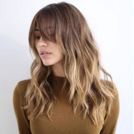 Collarbone Medium Brown Shag With Balayage, Wavy Collarbone Medium Brown Shag With Balayage, Wavy — Simple Shag Haircut