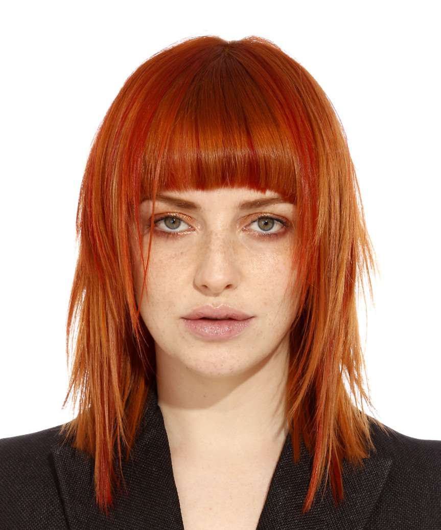 Collarbone Orange-Red Shag Collarbone Orange-Red Shag — Simple Shag Haircut