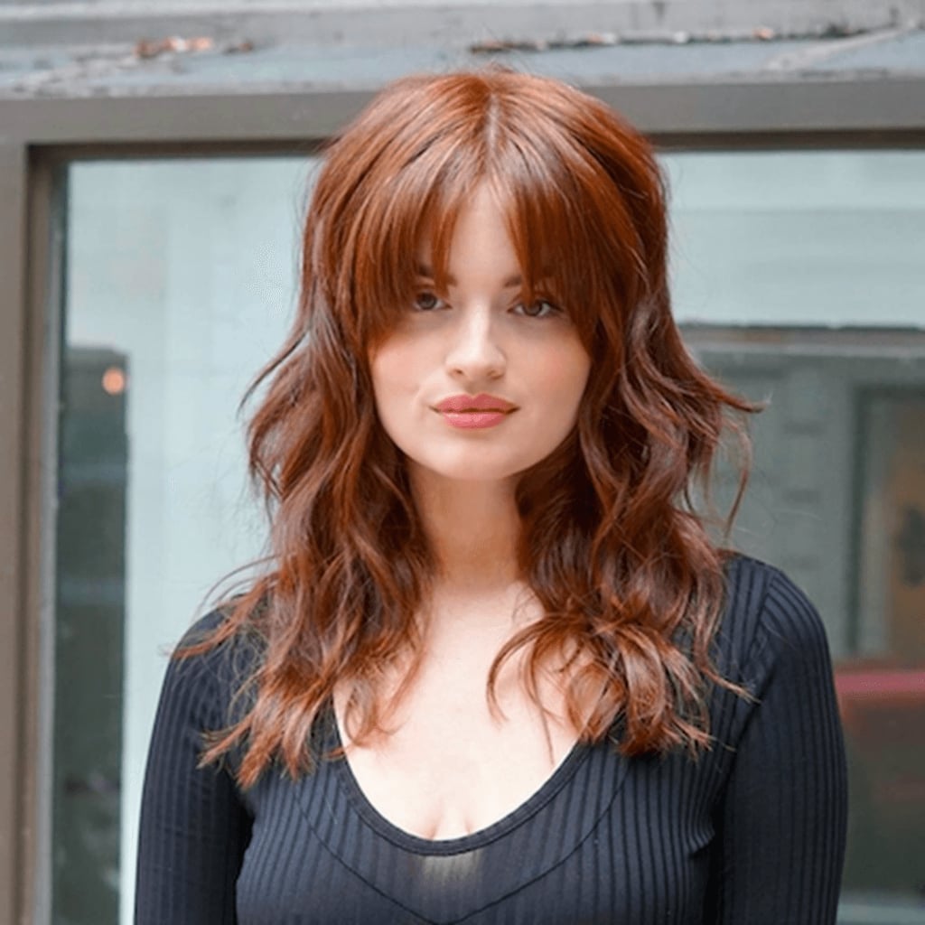 Shoulder Length Copper Red Shag With Full Bangs Shoulder Length Copper Red Shag With Full Bangs — Simple Shag Hairstyles