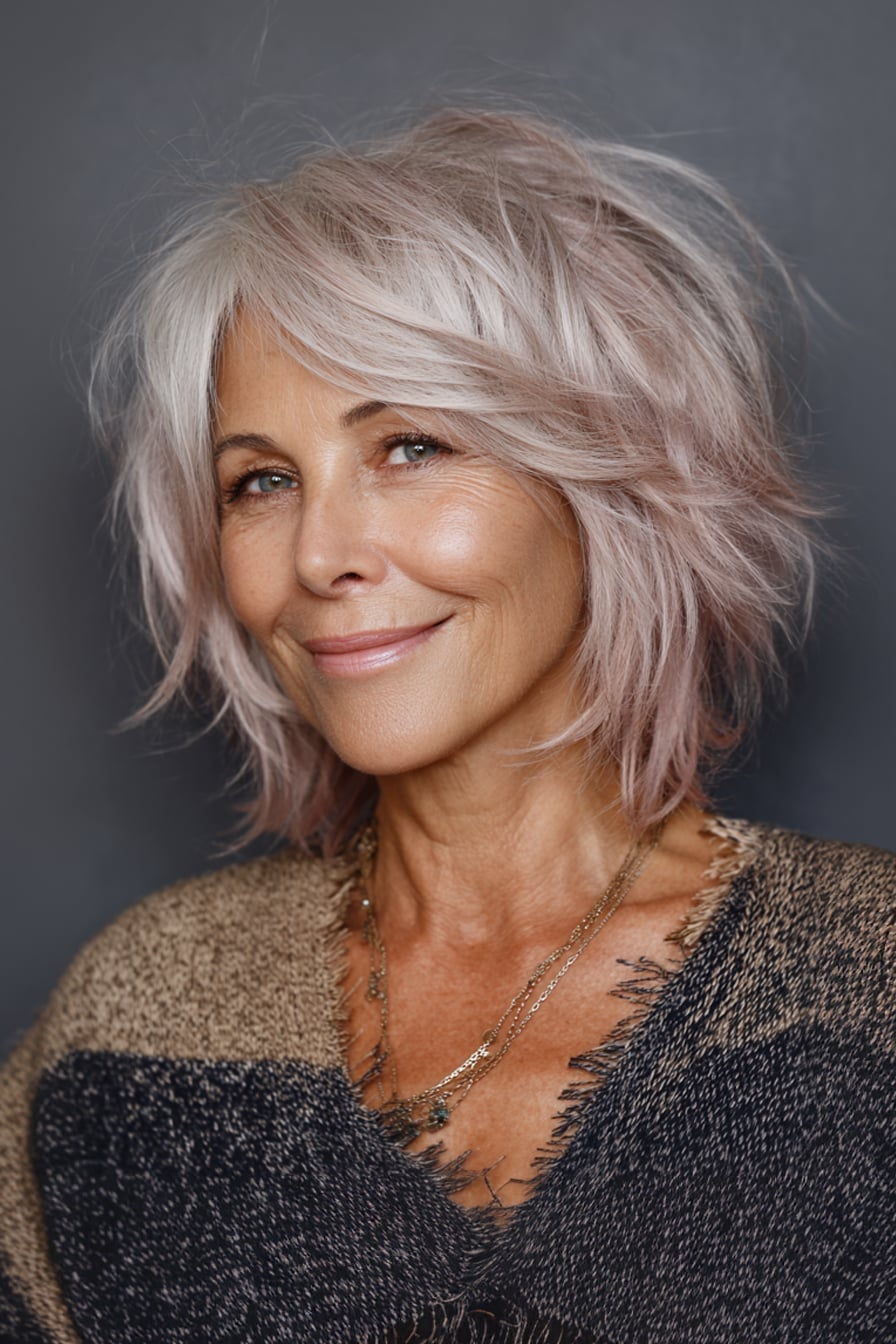 Chin Length Shaggy Bob Pinkish Blonde Chin Length Shaggy Bob Pinkish Blonde — Simple Shaggy Bob